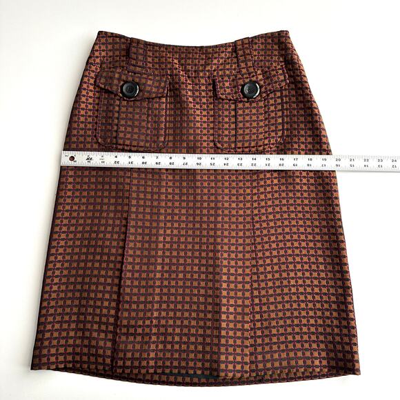 Pendleton Jacquard Patch Pocket Kick Pleat Knee Length Bronze Career Skirt 6 - Picture 7 of 9